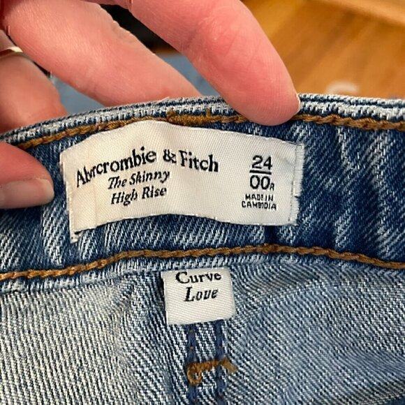 ABERCROMBIE FITCH A&F Skinny High Rise Medium Wash Ripped Rips 24 00 CURVE LOVE - Picture 5 of 12